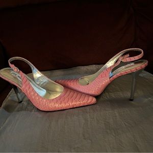 Steve Madden Pink Crocodile print with silver heels